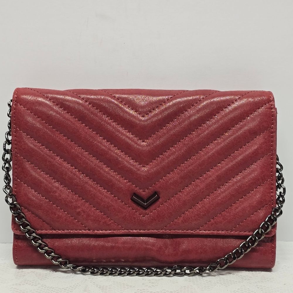 Botkier SoHo Quilted Clutch Bag In Bordeaux Burgundy Leather With Short Chain